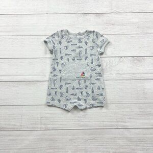 Nautica Baby Boy Romper Sailboat Print Short Sleeve One Piece 6-9 Months